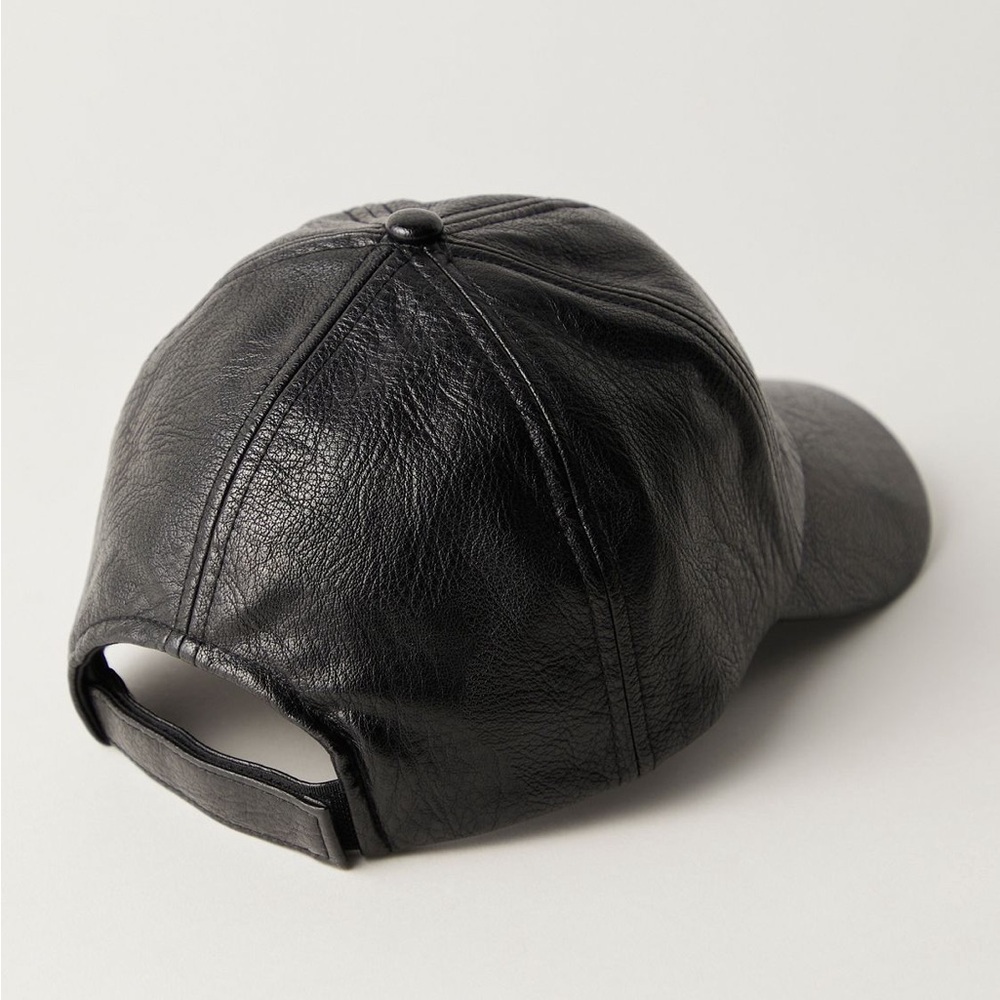 NWOT Free People Hailey Baseball Hat Faux Leather Black - Picture 3 of 7